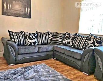 🖤 Grey & Black Shannon Corner Sofa Fast Delivery ASAP✨