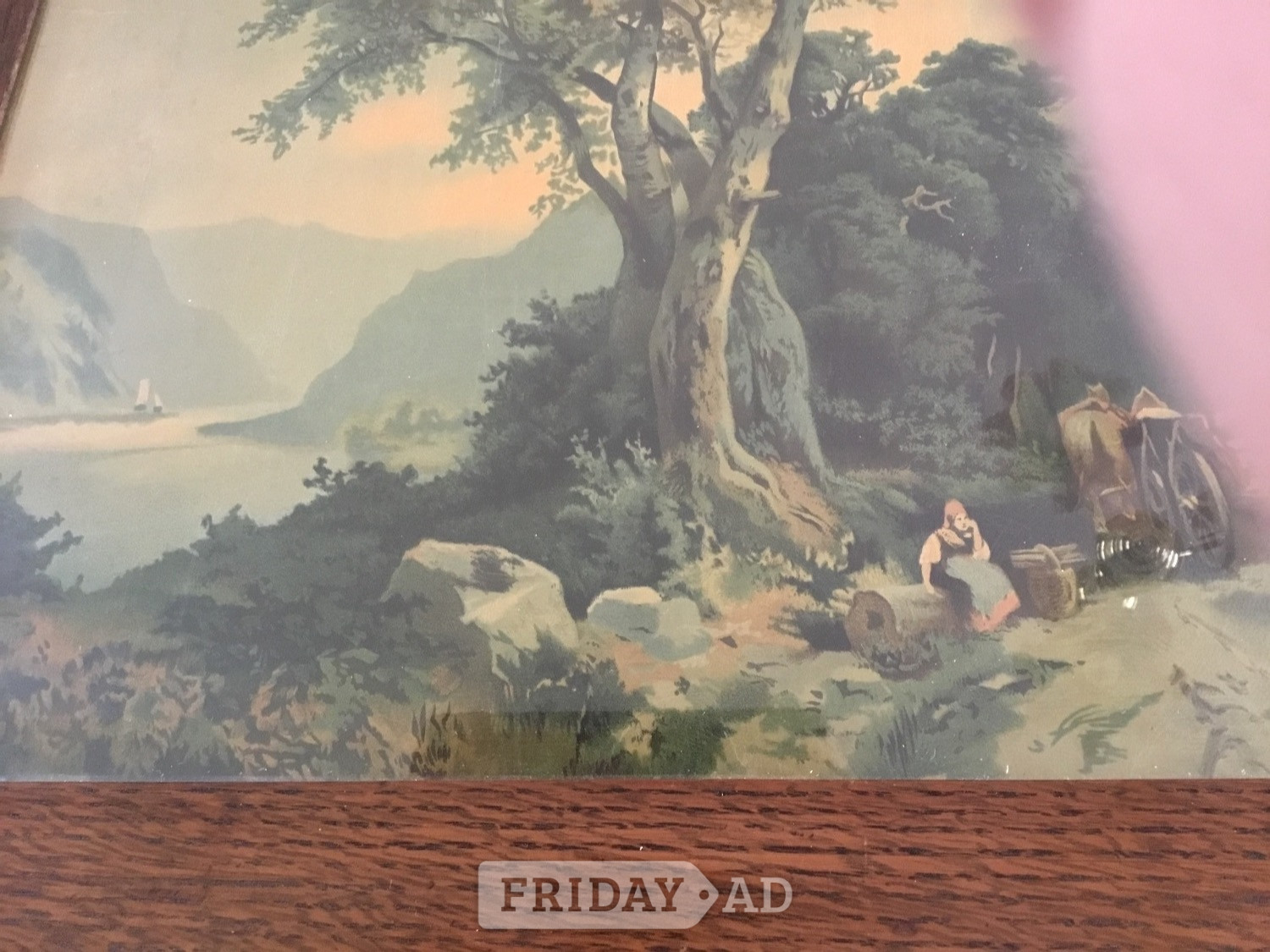 Antique  picture in wooden frame(ONO)
