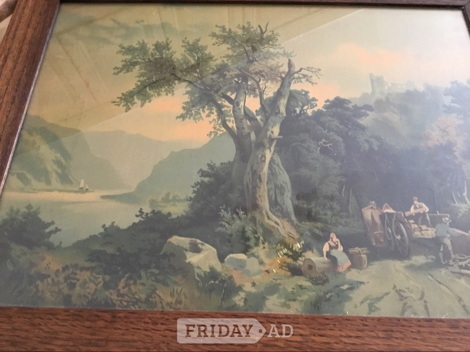 Llantwit Major Antique  picture in wooden frame(ONO)