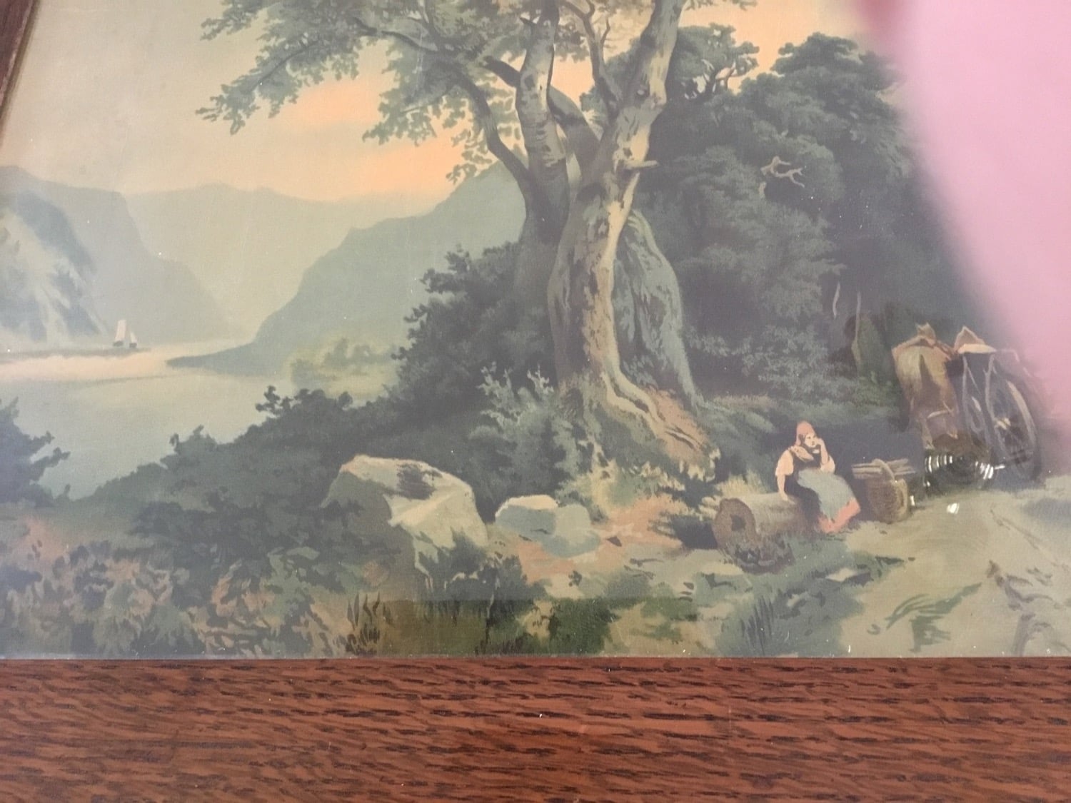 Antique  picture in wooden frame(ONO)