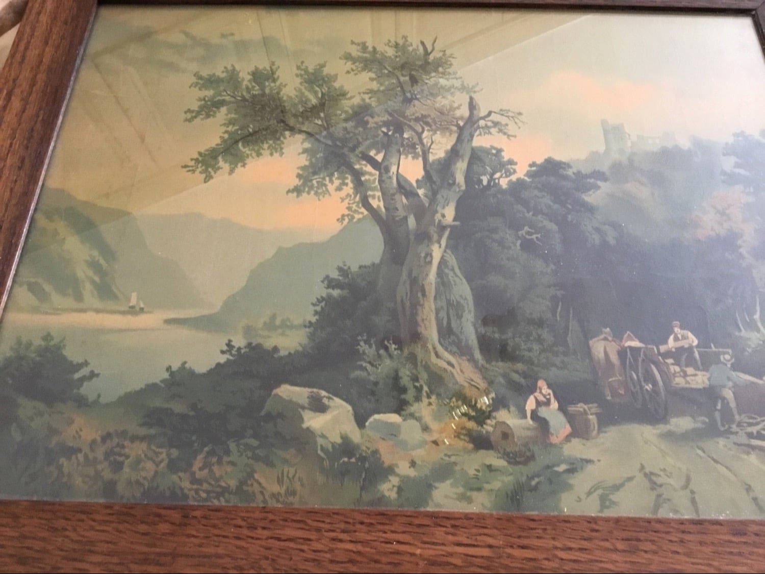 Llantwit Major Antique  picture in wooden frame(ONO)