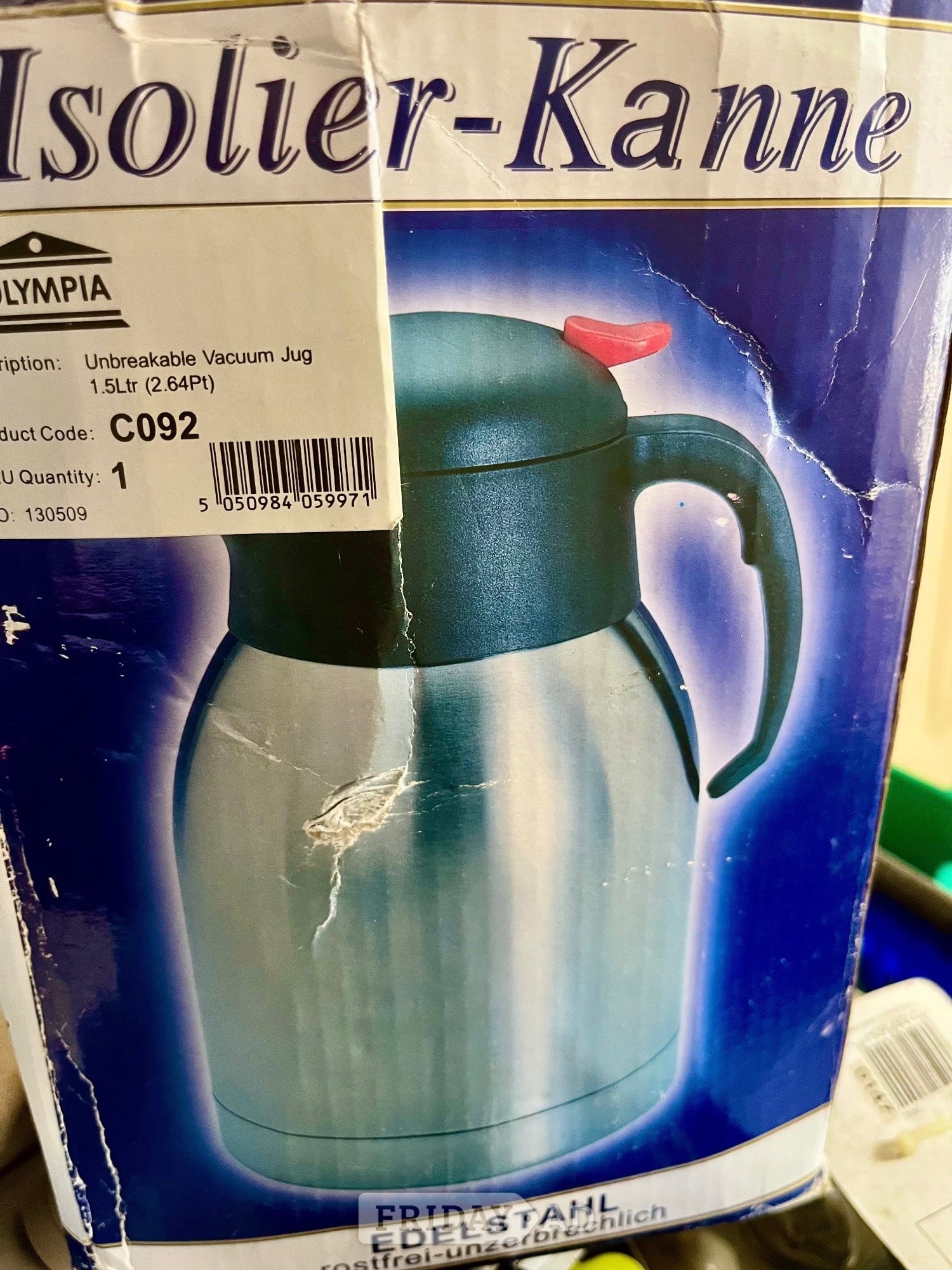 Eastbourne Stainless Steel Vacum Jugs (New) 1.30 Ltr.(9)
