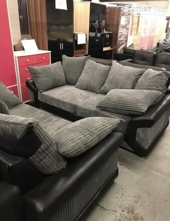 DINO 3&2 SOFAS - BLACK/GREY