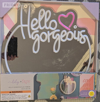 Valentines gift - "Hello Gorgeous" LED lit mirror.