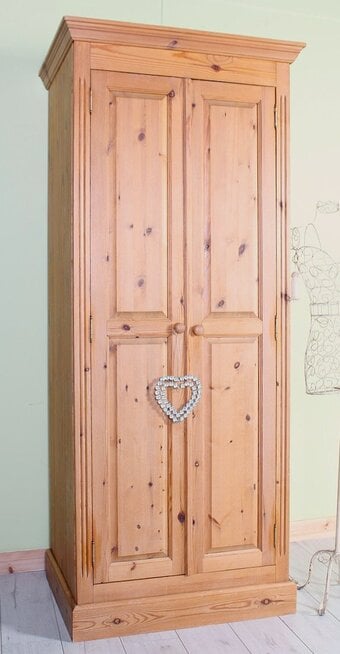 UK Delivery - Second-Hand Waxed Pine Wardrobe 2 Hang Rails 6 Sect