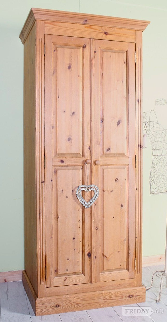 UK Delivery - Second-Hand Waxed Pine Wardrobe 2 Hang Rails 6 Sect in Hailsham