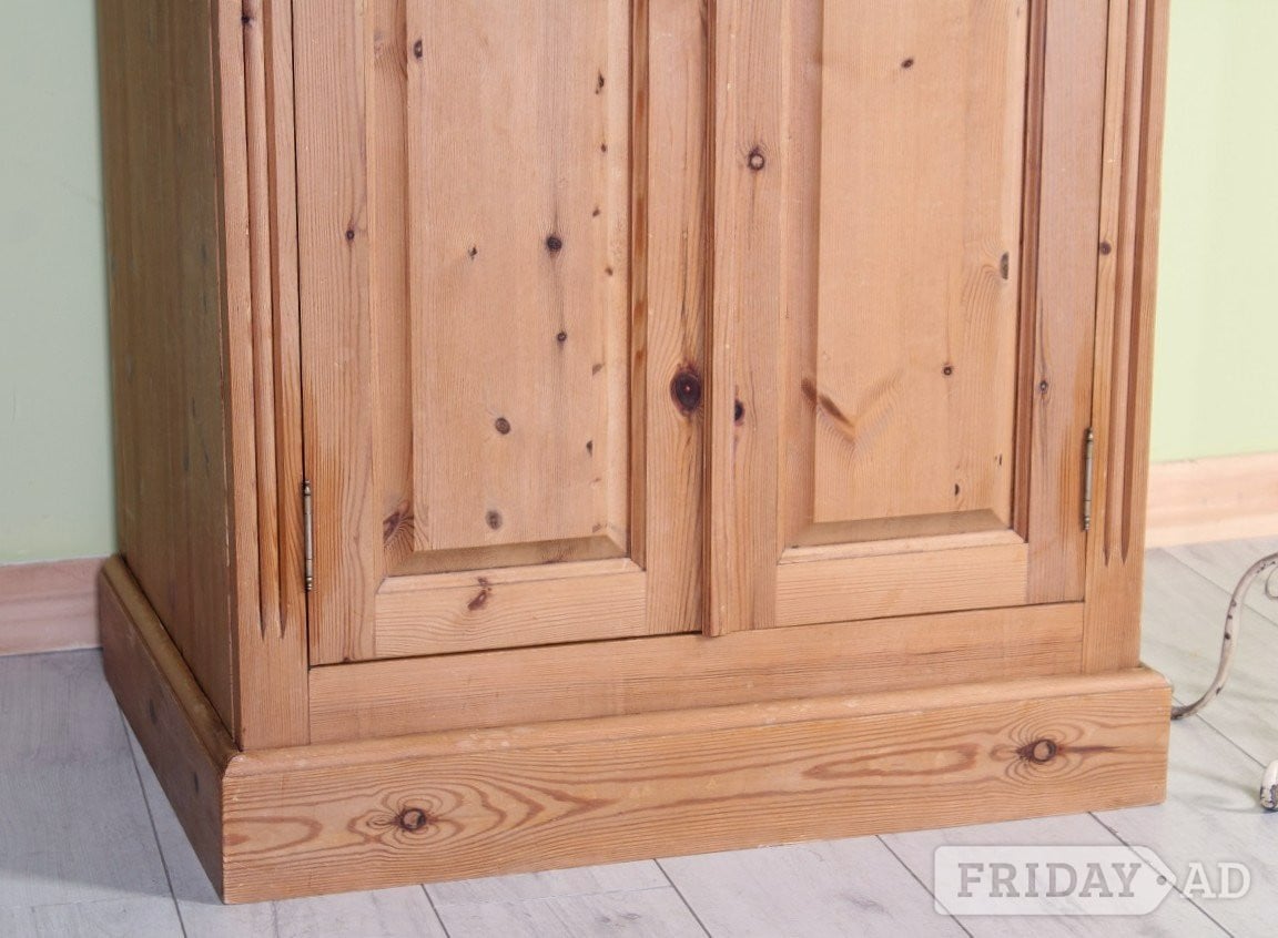 Hailsham UK Delivery - Second-Hand Waxed Pine Wardrobe 2 Hang Rails 6 Sect