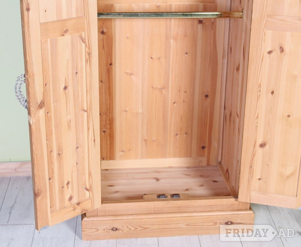 UK Delivery - Second-Hand Waxed Pine Wardrobe 2 Hang Rails 6 Sect - Furniture in Hailsham