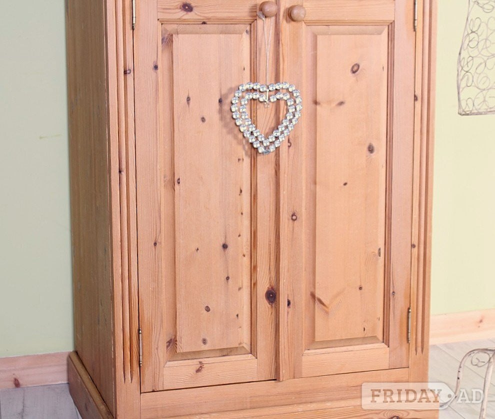 UK Delivery - Second-Hand Waxed Pine Wardrobe 2 Hang Rails 6 Sect - Furniture