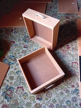 two pine drawers with handles