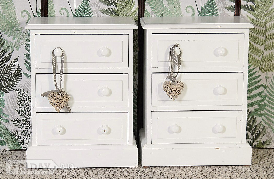UK Delivery - 2 Shabby Chic Pine Bedside Tables in Hailsham