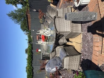 Wicker 9 piece garden set with cushions