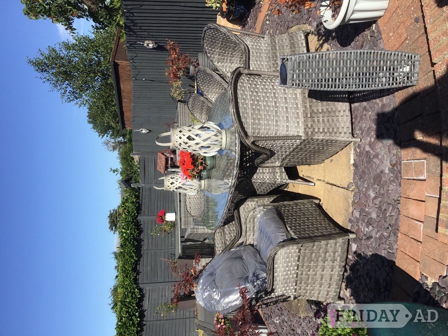 Wicker 9 piece garden set with cushions in Peterborough