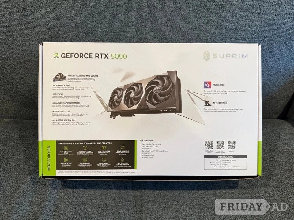 MSI GeForce RTX 5090 32GB SUPRIM SOC GDDR7 Graphics card for 4K G