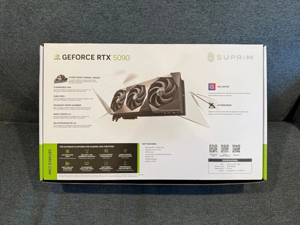 MSI GeForce RTX 5090 32GB SUPRIM SOC GDDR7 Graphics card for 4K G