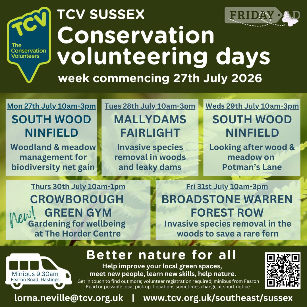 Conservation volunteering opportunities w/c 27/07/2026 in Hastings