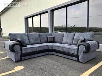 🔥 Grey & Black Corner Sofa | Brand New | Same Day Delivery
