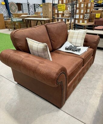 Brown 2 seater leather sofa ¬ Delivery Available 
