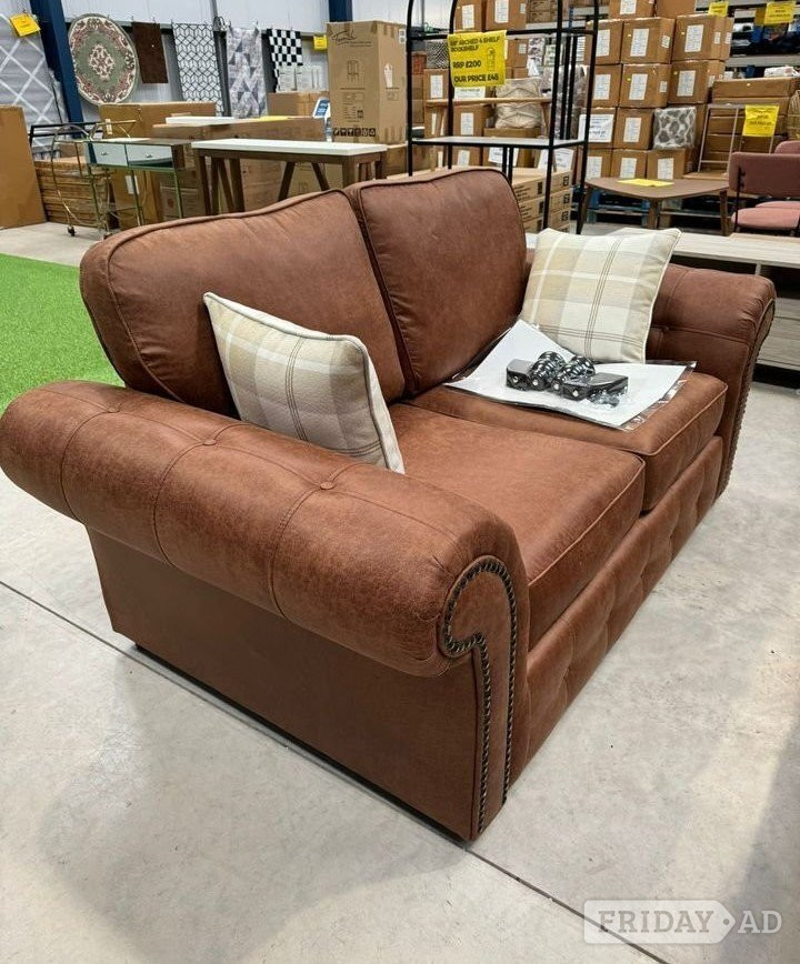 Brown 2 seater leather sofa ¬ Delivery Available  in Camden