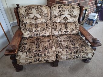 TWO SEAT WOOD FRAMED COTTAGE STYLE SOFA  buyer collects