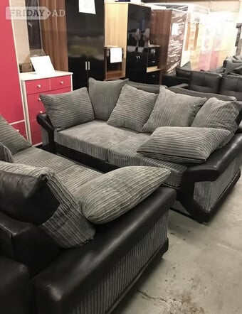 DINO 3&2 SOFAS - BLACK/GREY