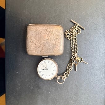 Silver Pocket Watch & Silver Cigarette Case.