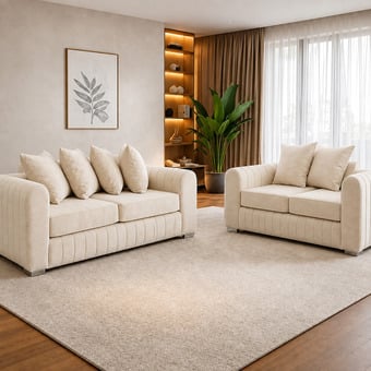 Modern Lily Sofa | 3+2 Seater Set | Luxury Plush Finish | Cream 