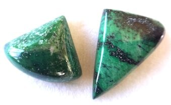 Pair of Green Stone Cabochons for Jewellery Making