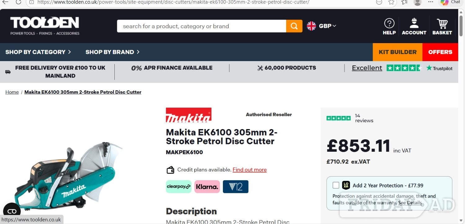 Uckfield Makita ek6100 petrol disc cutter