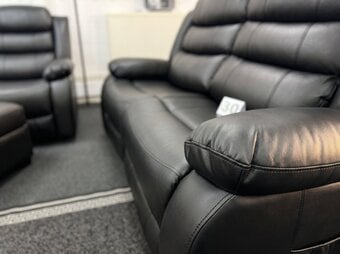 Black Leather Recliner 2+2 Seater Sofa Set 