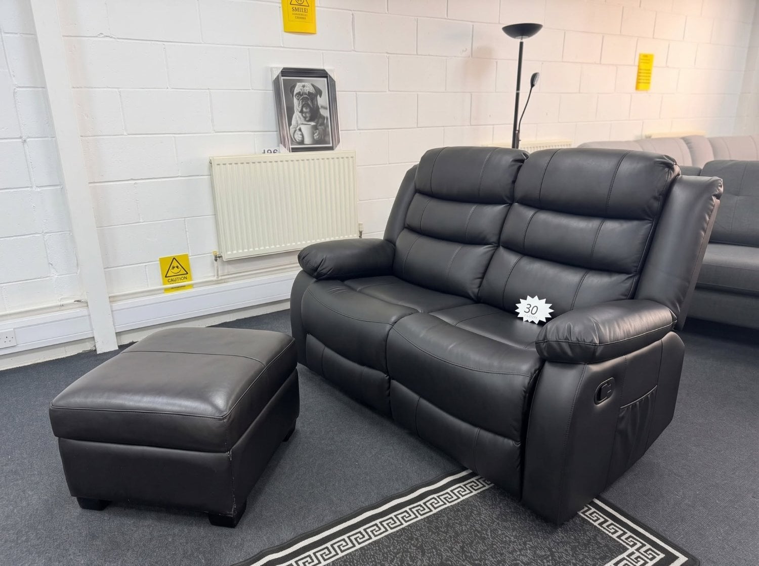 Black Leather Recliner 2+2 Seater Sofa Set 