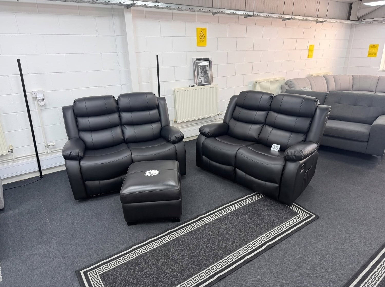 Birmingham Black Leather Recliner 2+2 Seater Sofa Set 