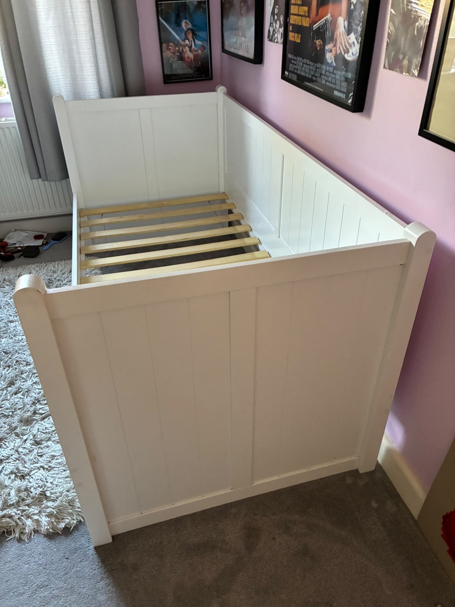 Worthing White daybed with mattress and pullout under bed. 