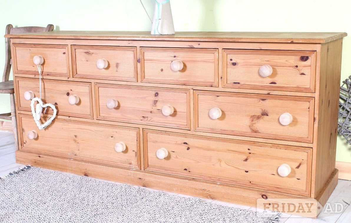 Nationwide Delivery Large Rustic Farmhouse Pine Chest Of Drawers in Hailsham