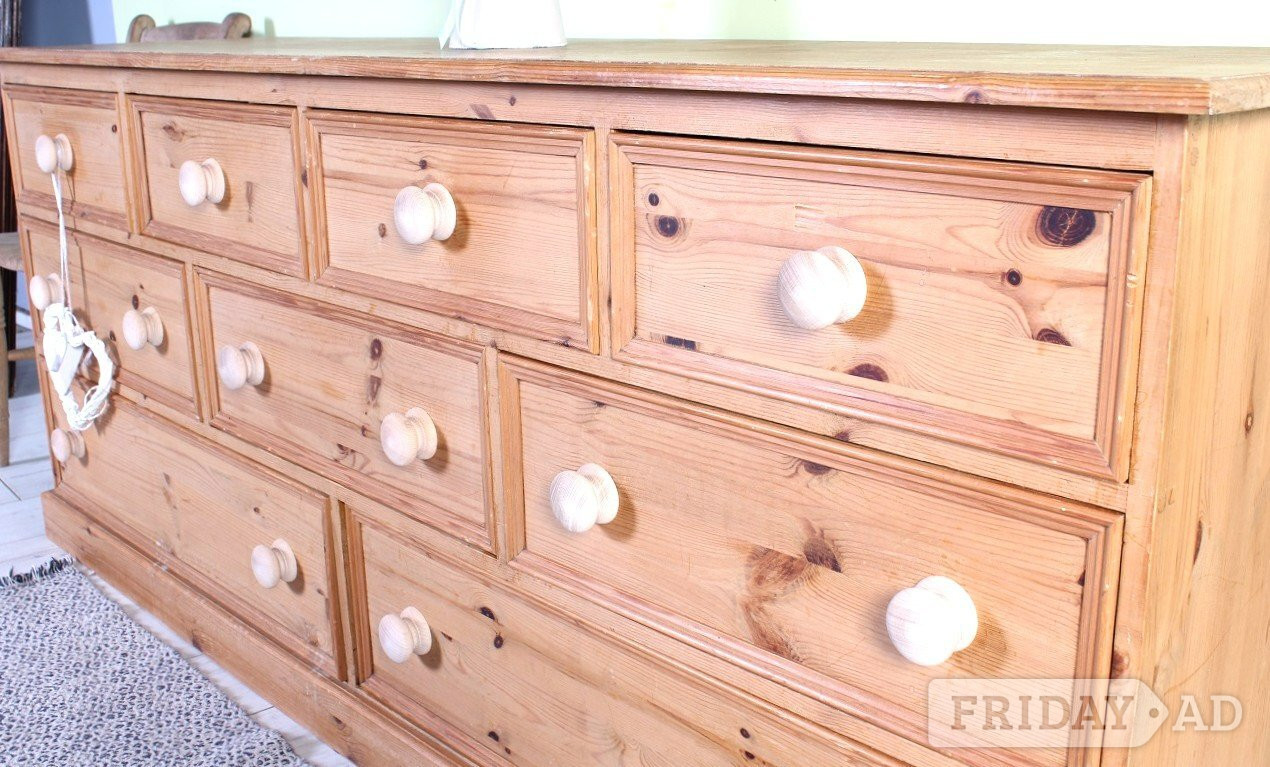 Hailsham Nationwide Delivery Large Rustic Farmhouse Pine Chest Of Drawers