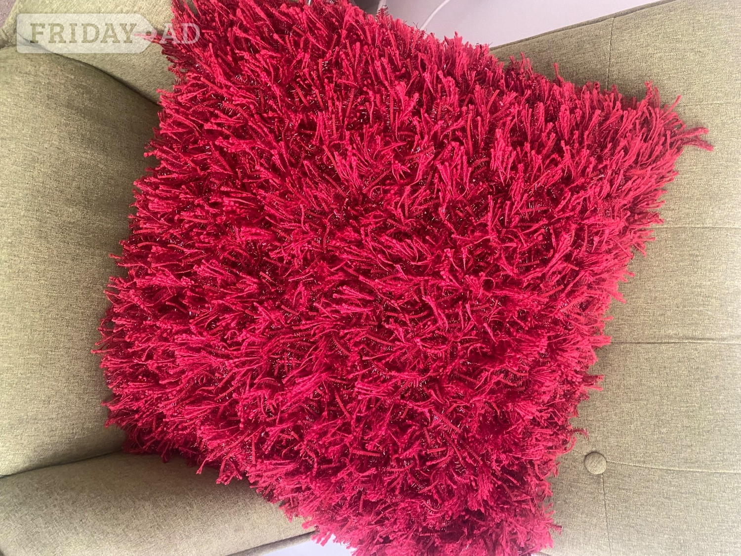 Hove Large blood red shaggy cushion, great condition