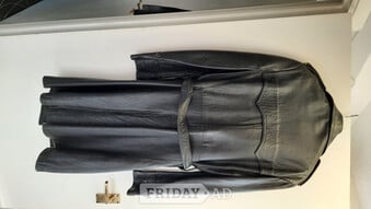 Mens vintage long real leather coat 