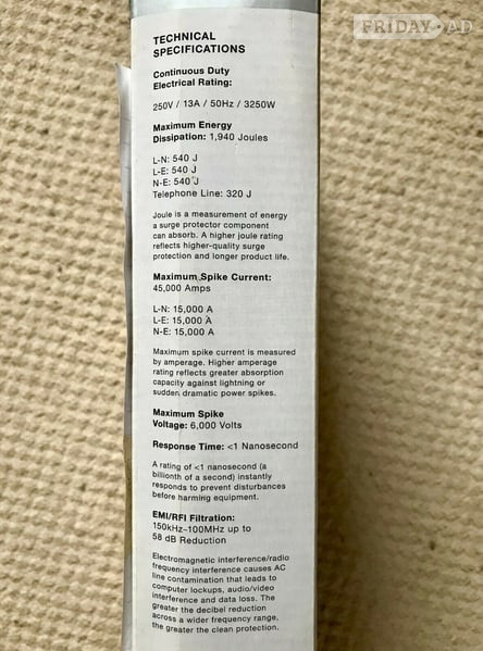 Worthing Belkin 'SurgeMaster' 6 way mains block and power-surge protector.