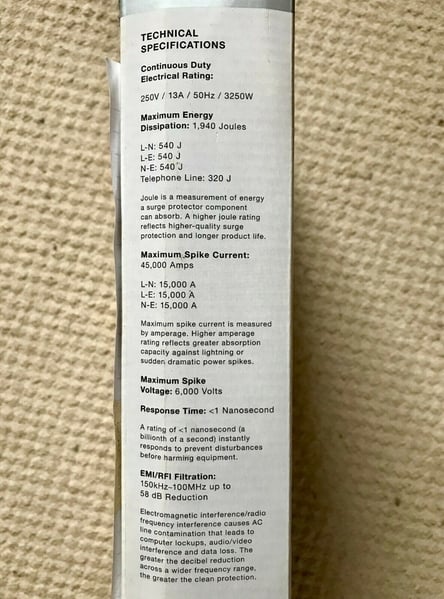 Worthing Belkin 'SurgeMaster' 6 way mains block and power-surge protector.