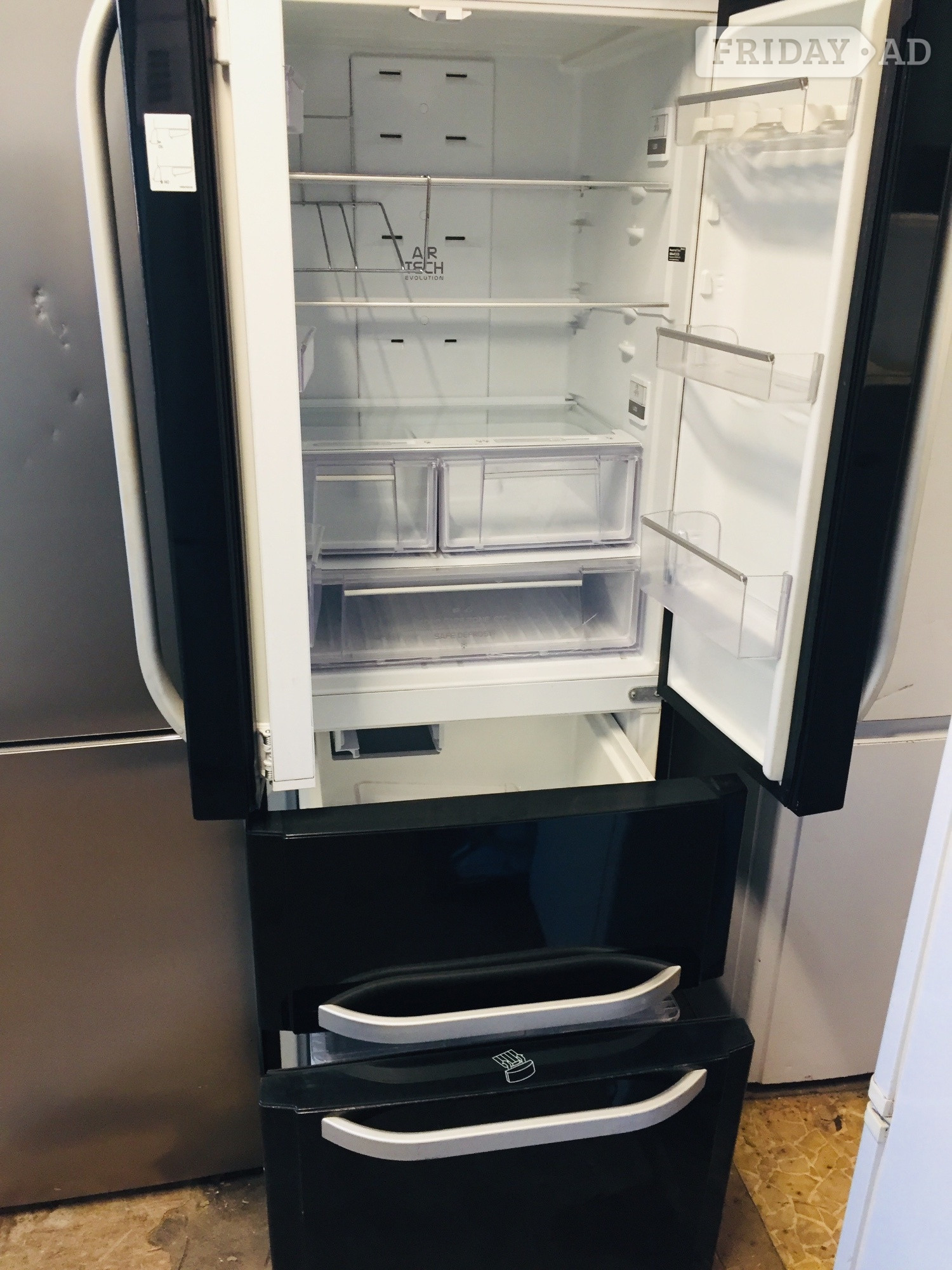 Hotpoint black multi door  frost free  fridge freezer.