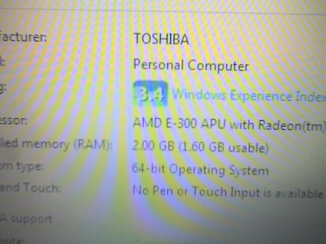 TOSHIBA SATELLITE C660D-19X Win7 HOME LAPTOP