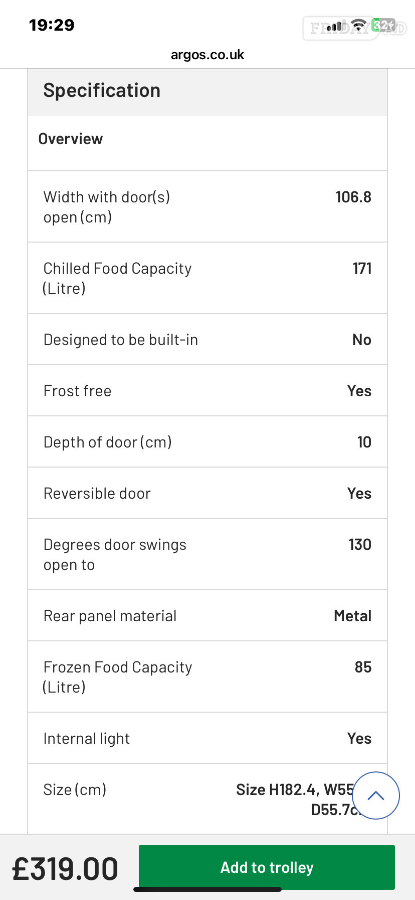 Brighton Fridgemaster Frost-Free Fridge Freezer with Water Dispenser