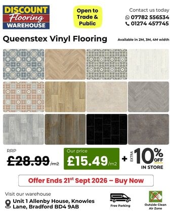 Queenstex Vinyl Flooring £15.49/m² | 2M, 3M & 4M