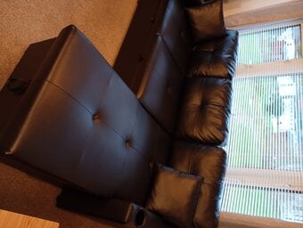 Sofa, with chaise and pull out bed, and storage