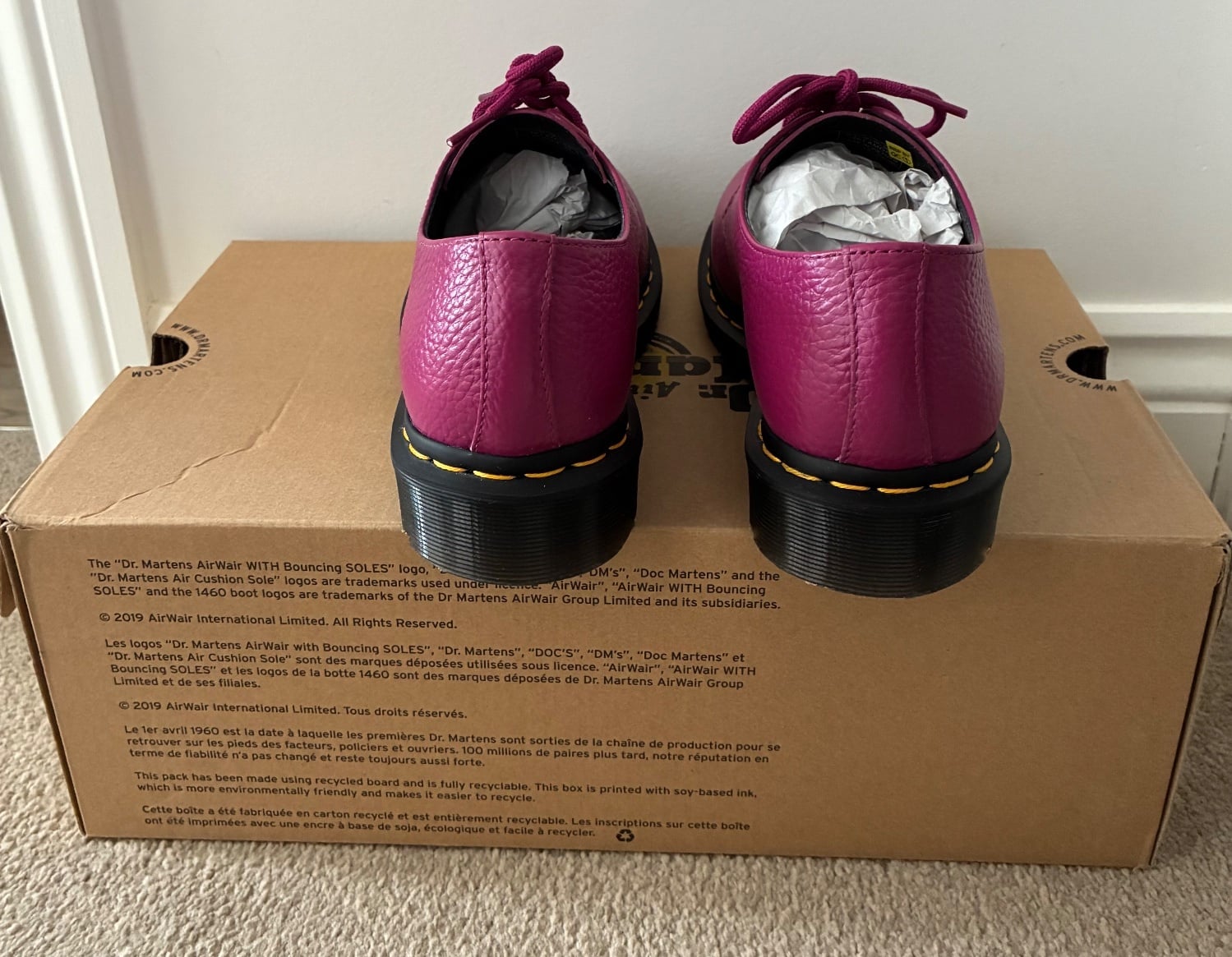 Eastbourne  Dr Martens 1461 Amore Fuchsia/Black heart shoes size 6.5
