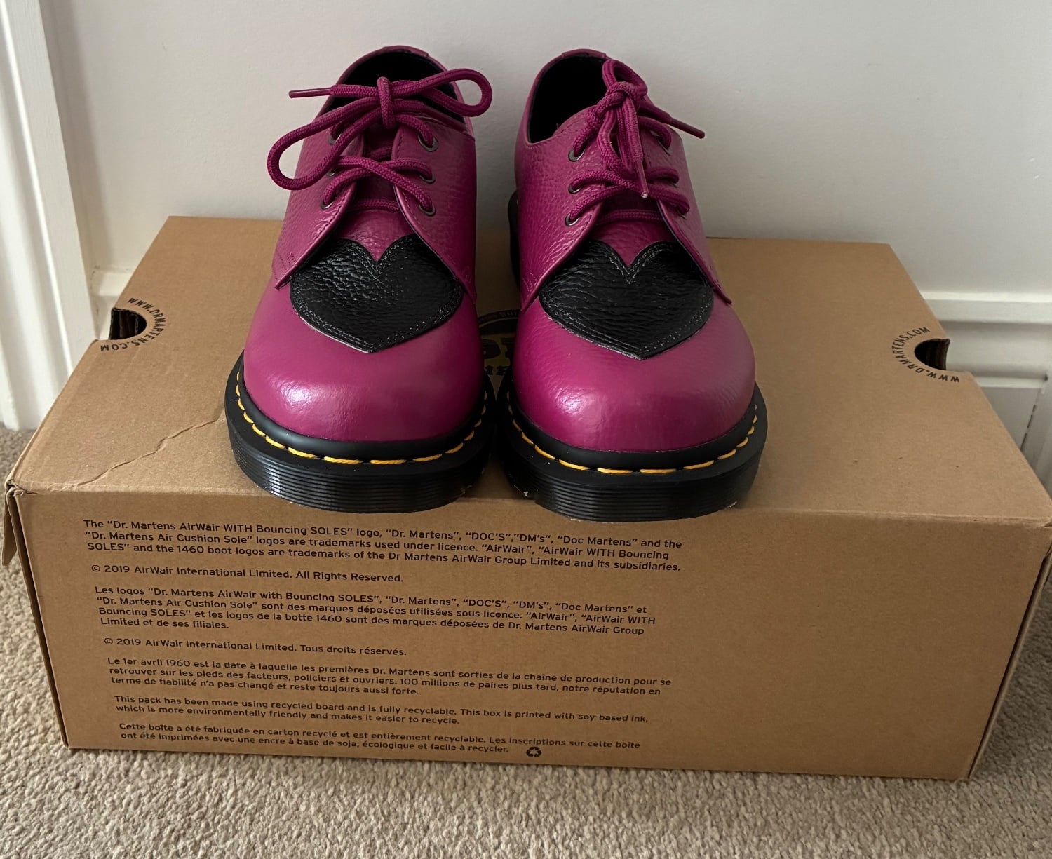  Dr Martens 1461 Amore Fuchsia/Black heart shoes size 6.5 - Clothing, Footwear & Accessories