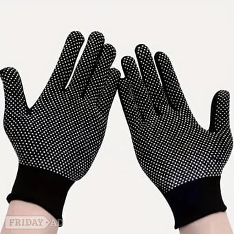 1 pair Black Unisex Anti Slip Gloves