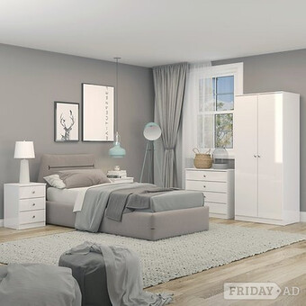 DENVER 2 DOOR BEDROOM SET - WHITE GLOSS