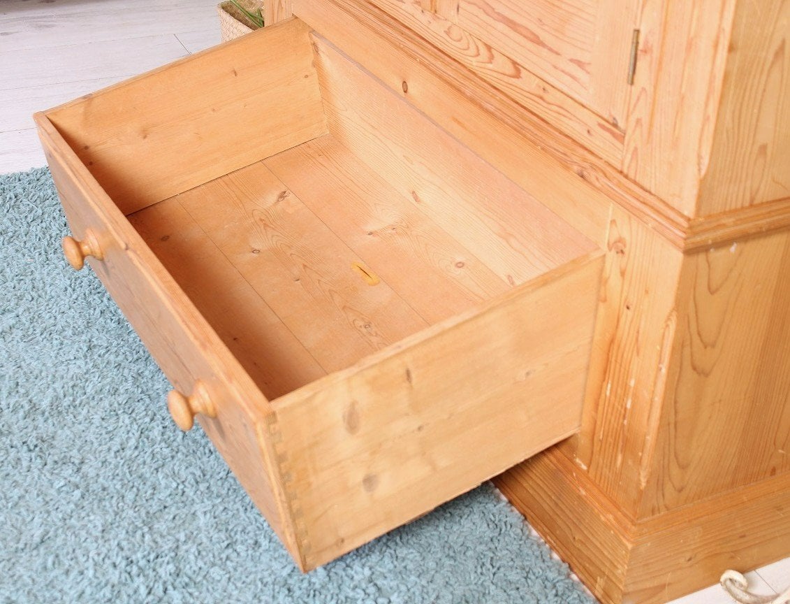 Hailsham UK Delivery - Waxed Pine Farmhouse Wardrobe Drawer & Shelf