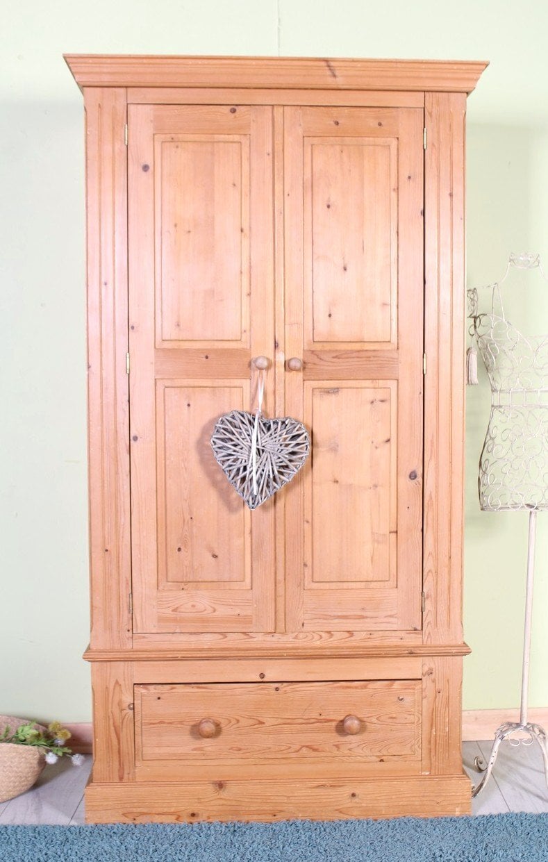 UK Delivery - Waxed Pine Farmhouse Wardrobe Drawer & Shelf - Furniture in Hailsham